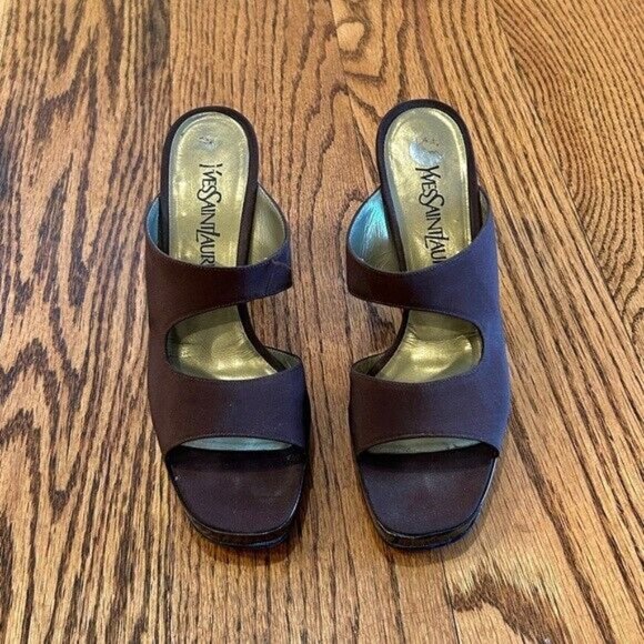 STRIKING Yves Saint Laurent Strappy Platform Slip-on Slides Size 7.5 - Picture 4 of 5